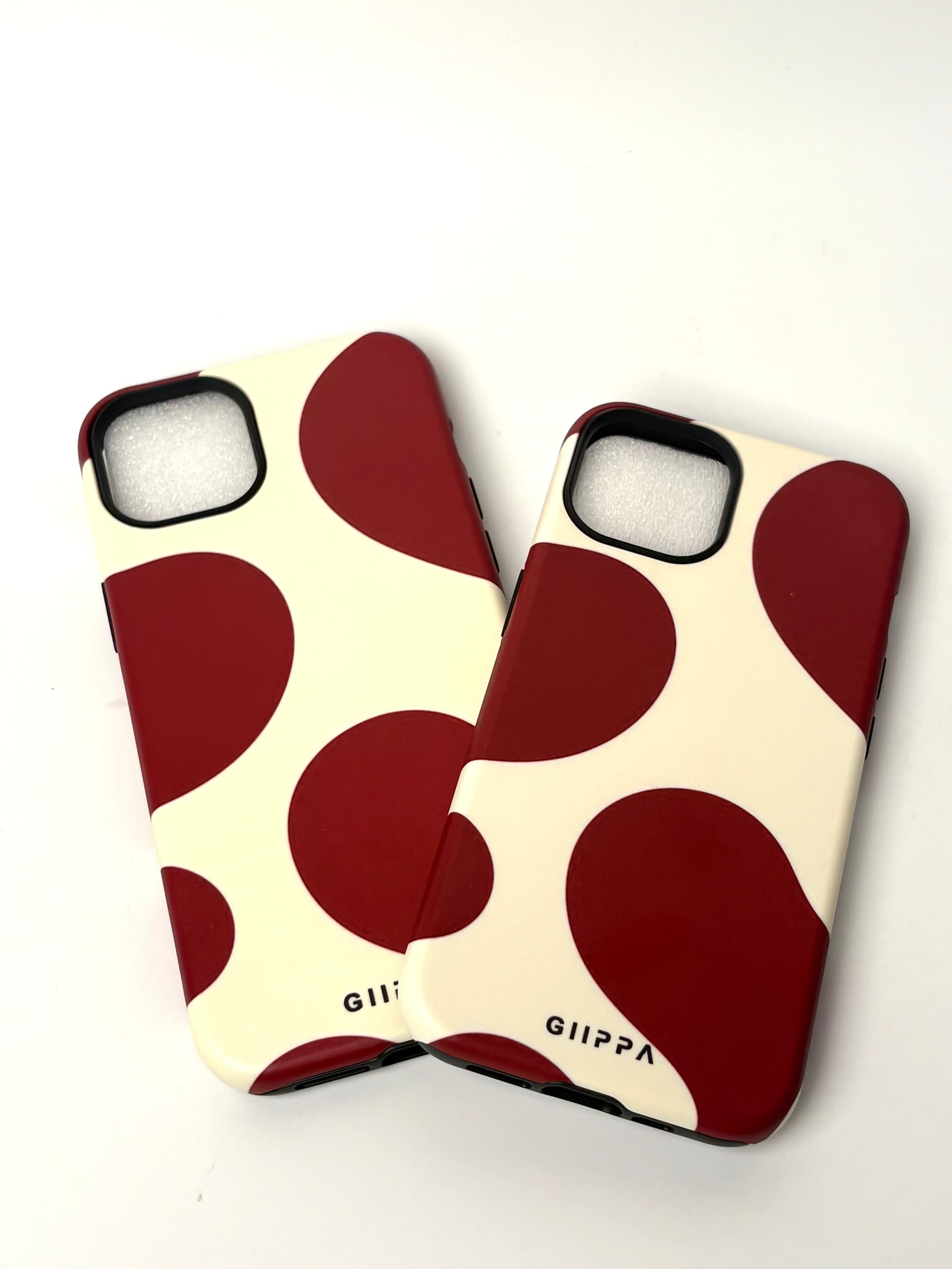 Cream & Burgundy Polka Wave Case